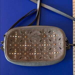 Coach Gray Crossbody Bag with Studded Design